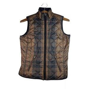 Lauren Ralph Lauren Y2K Brown Black Plaid Reversible Quilted Vest Size XS